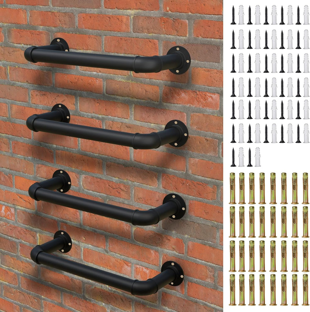 4-Step Wall Mounted Ladder, Heavy Duty 700lbs Capacity Steel Pipe Fire Escape...