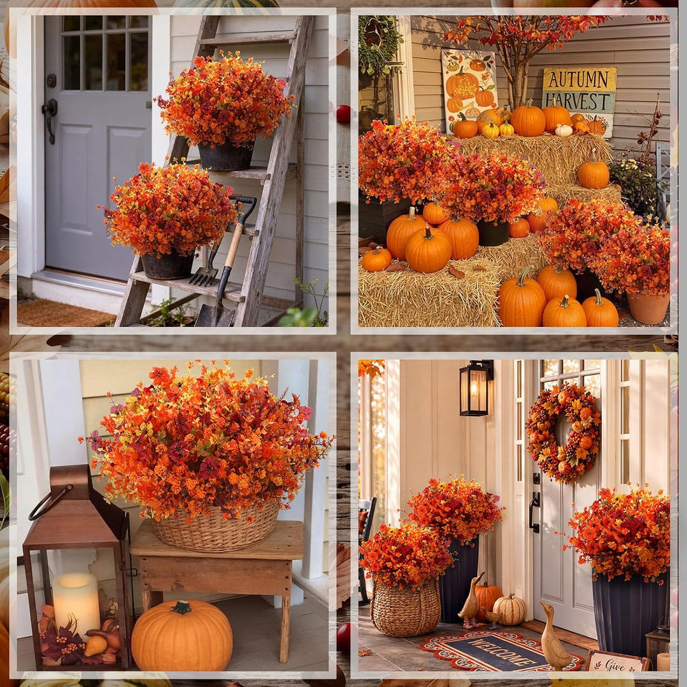 Riceshoot 24 Bundles Artificial Fall Flowers Outdoor Planters Decorations