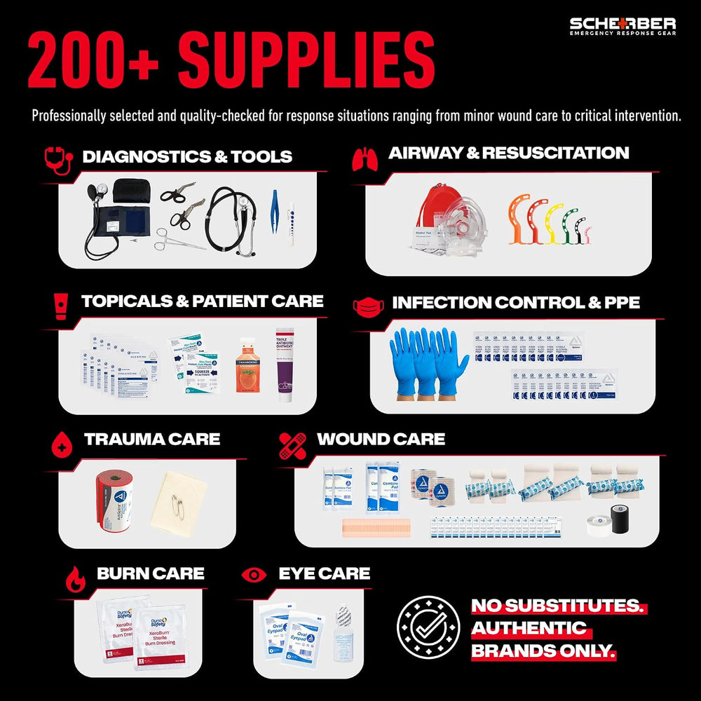 Scherber First Responder Fully-Stocked Professional Essentials EMT/EMS Trauma...