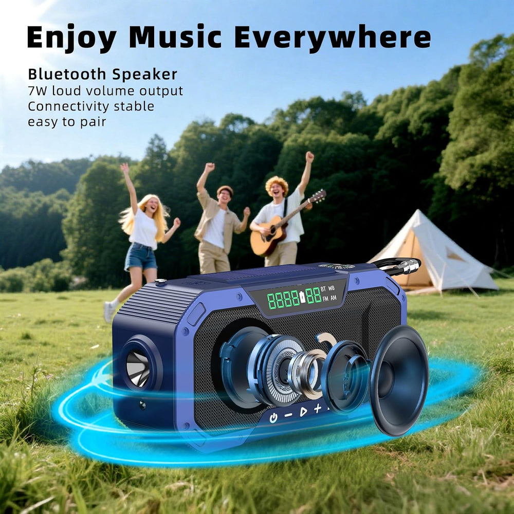KAYINOW Emergency NOAA Weather Radio, Solar Hand Crank FM AM Radio with Bluet...