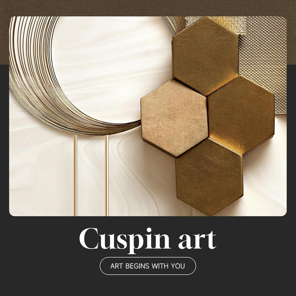 Large Framed Modern Luxury Gold Wall Art for Living Room, 3 Piece 24x36 In