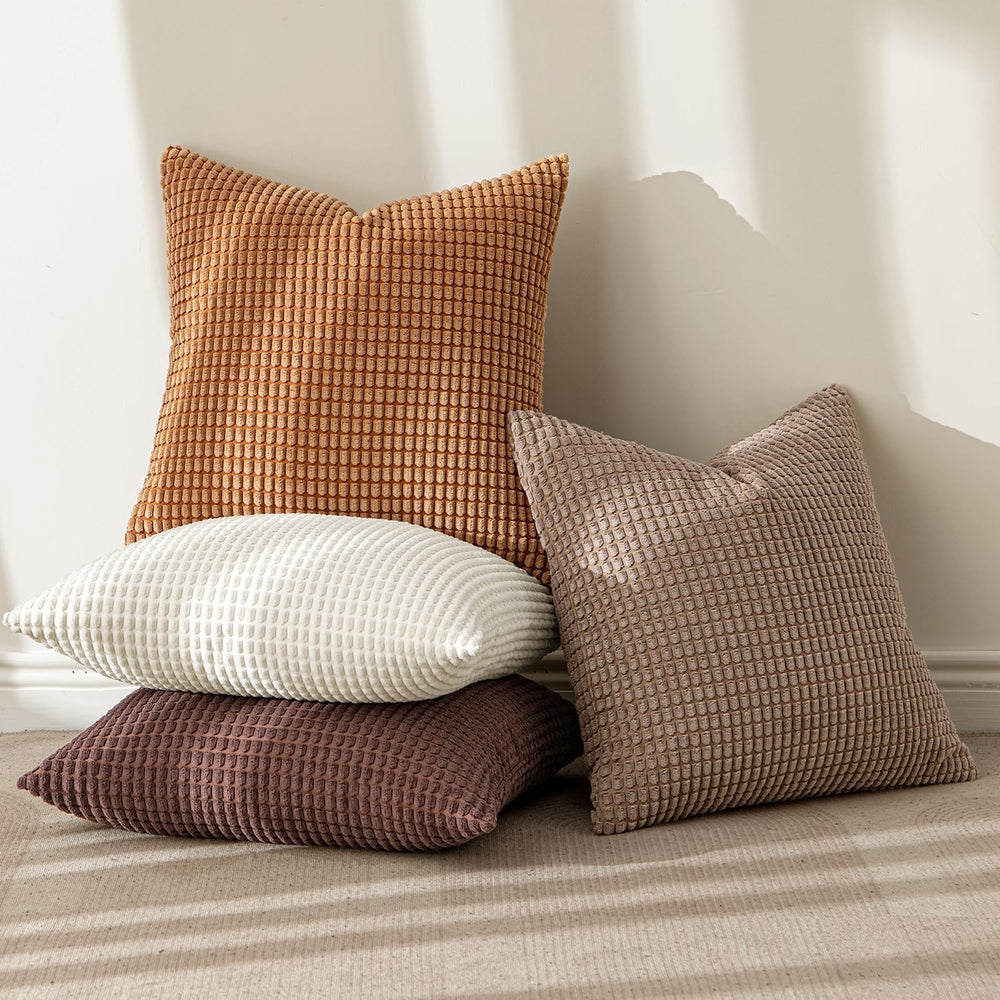 MIULEE Fall Decorative Throw Pillow Covers 20x20 Inch Set of 4 Brown