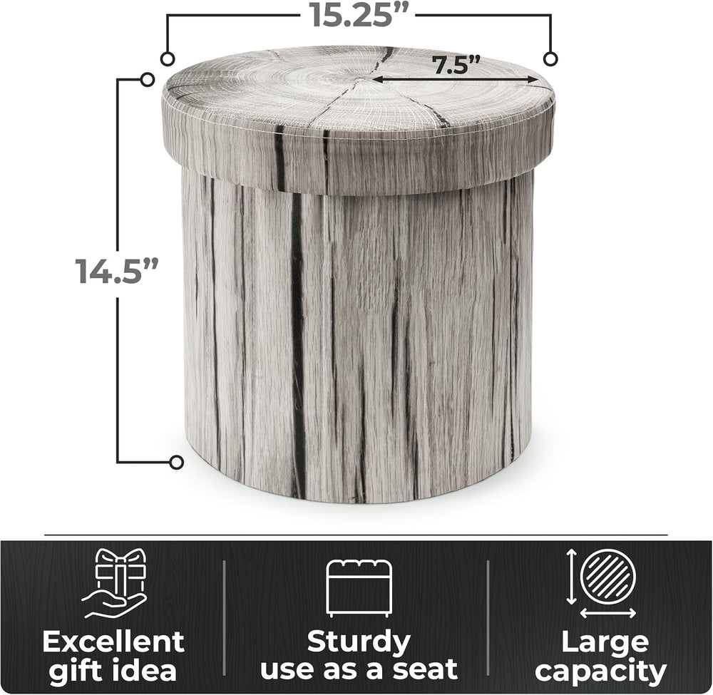 Sorbus Tree Stump Stool, 15 Inch Storage Ottoman & Footrest (2 Pack, Gray)