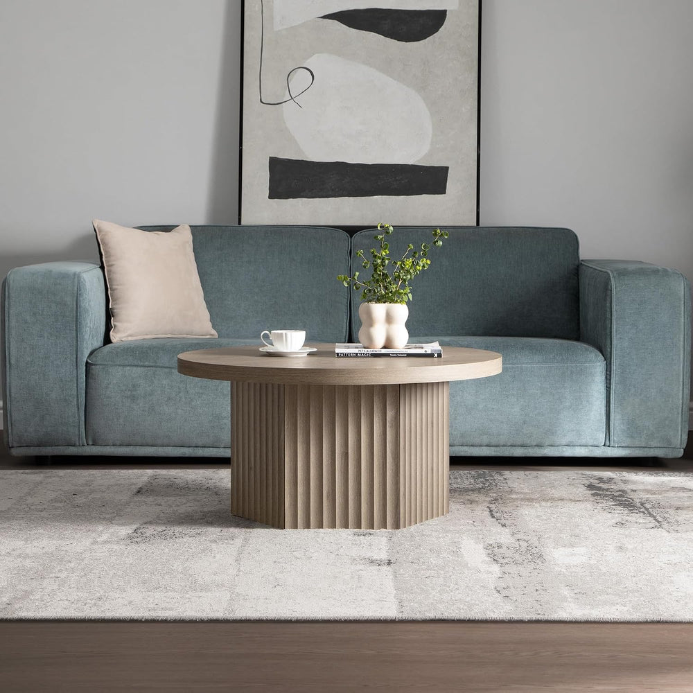 SICOTAS 32" Round Coffee Table for Living Room Modern
