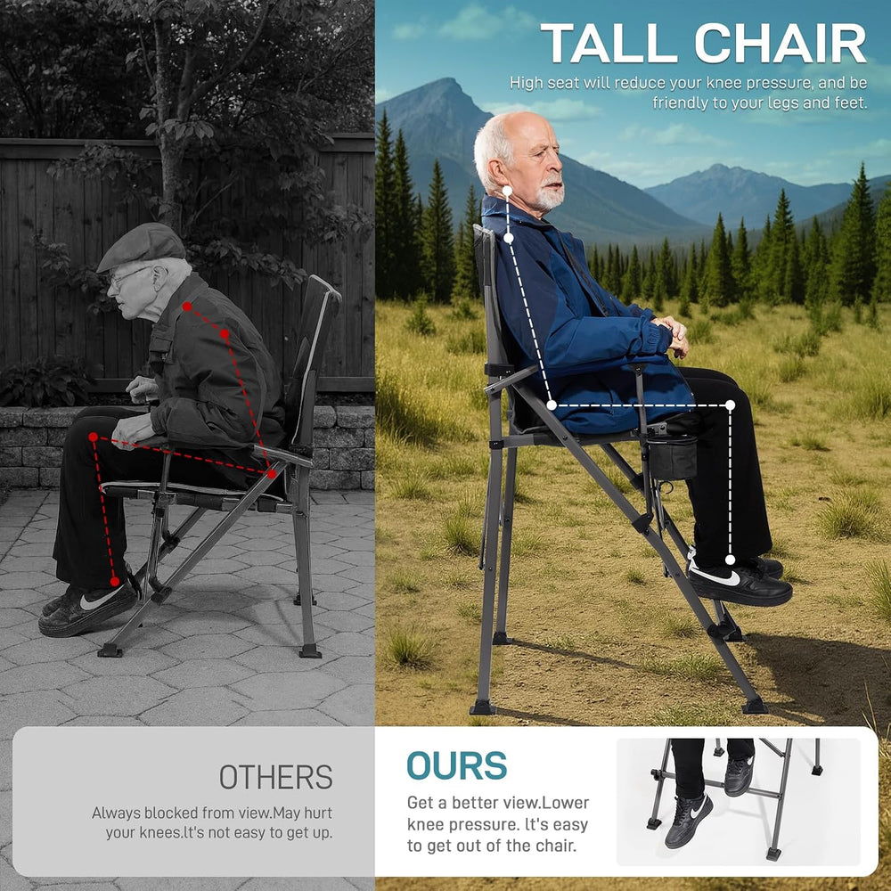 EVER ADVANCED Tall Directors Chair 31" Foldable Camping Mesh Black