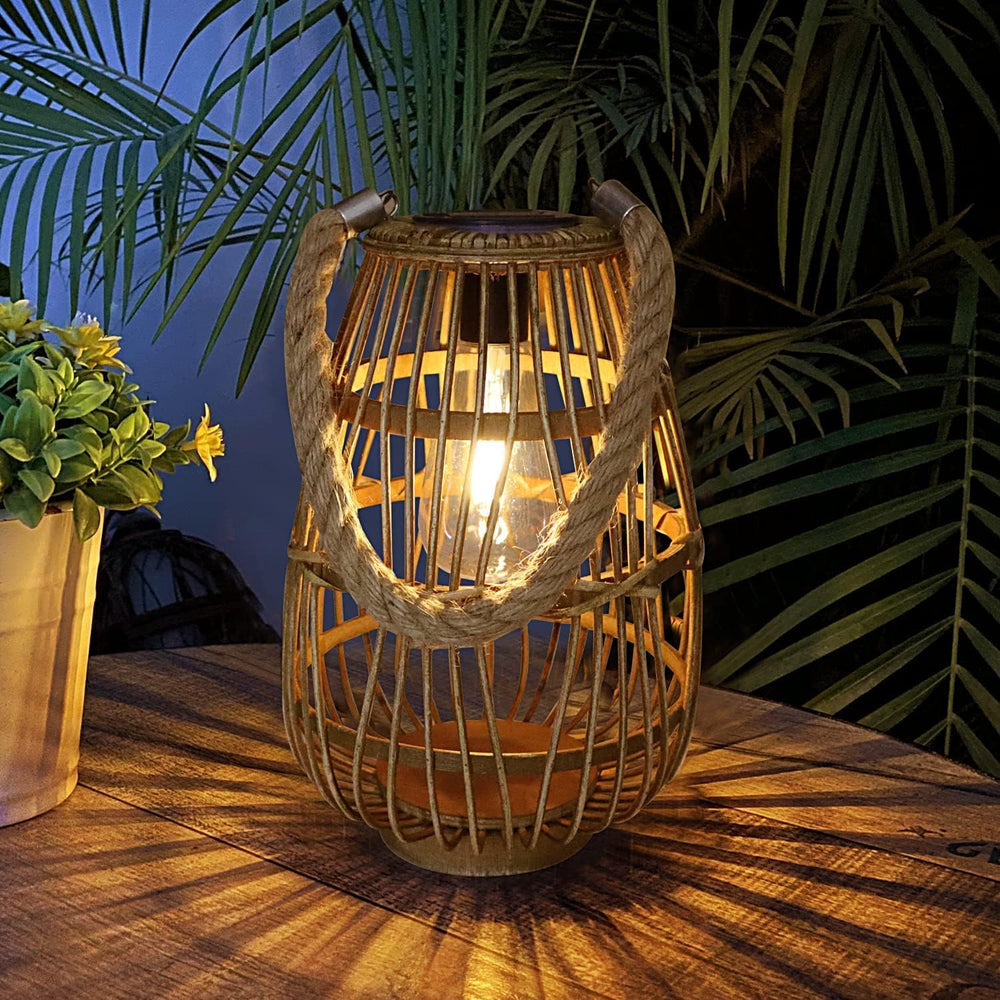 Solar Lantern Outdoor Waterproof Large Hanging/Tabletop Rattan Lanterns