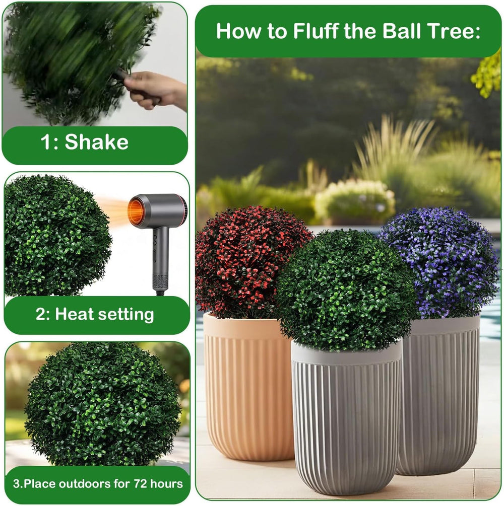 2 Pack 24" Artificial Fall Boxwood Topiary Balls with Ground Spikes, UV ...