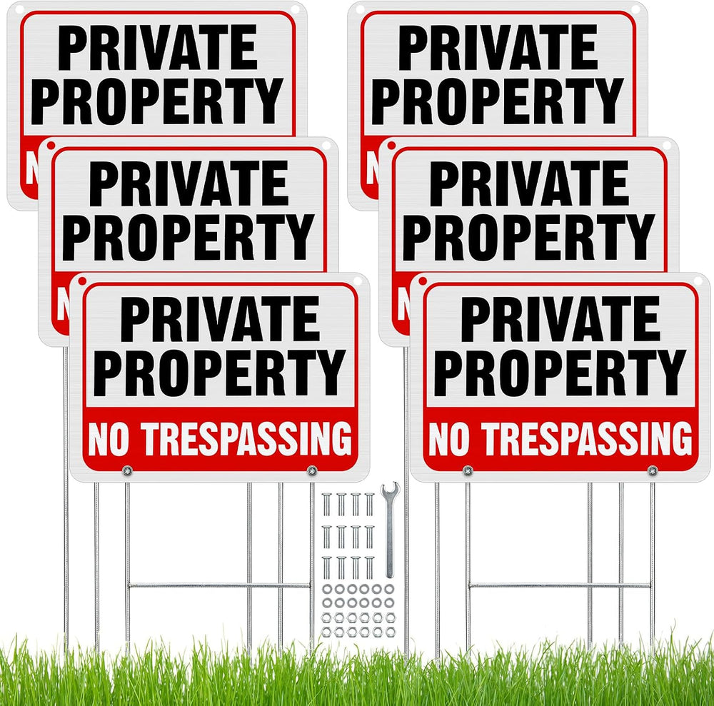 Zonon 6 Pack Metal No Trespassing Sign 12 x 8 Inch Private Property Word with...