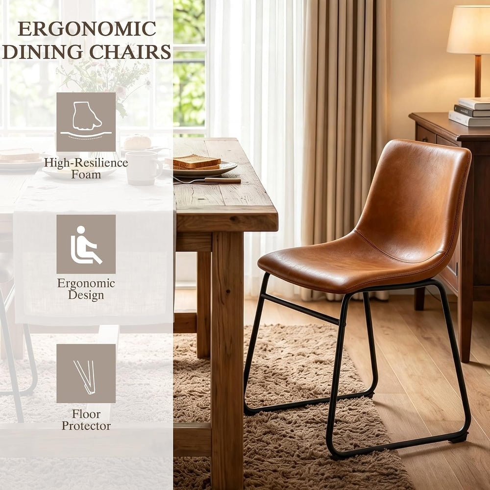 GOTMINSI Dining Chairs Set of 2, 18 Inch Modern Dinner Chairs, PU Leather Arm...