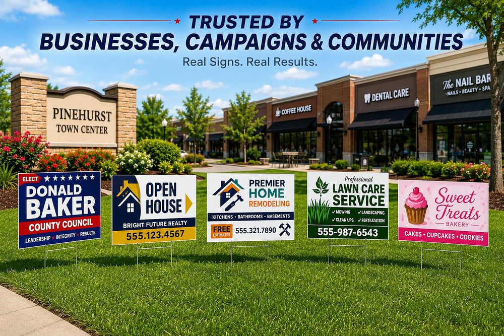Custom Yard Signs 18x24 Full Color Double Sided Corrugated Plastic Metal Stak...