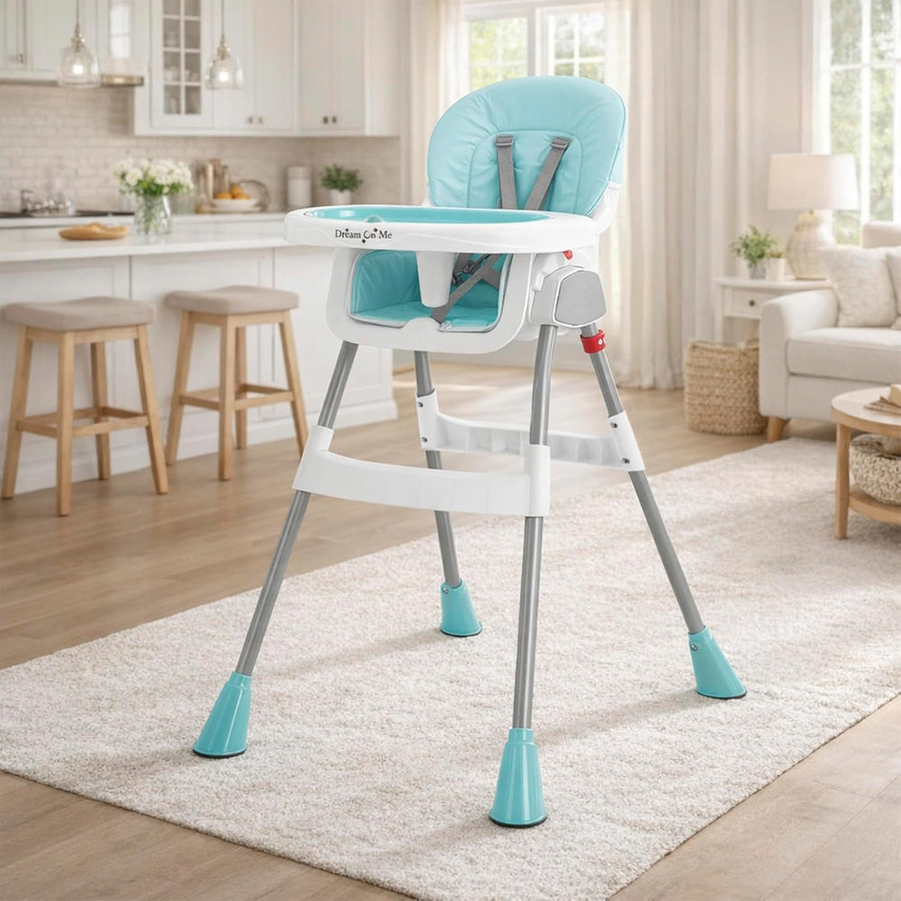 Dream On Me TableTalk 2-in-1 Convertible High Chair, 5-Point Harness, Aqua