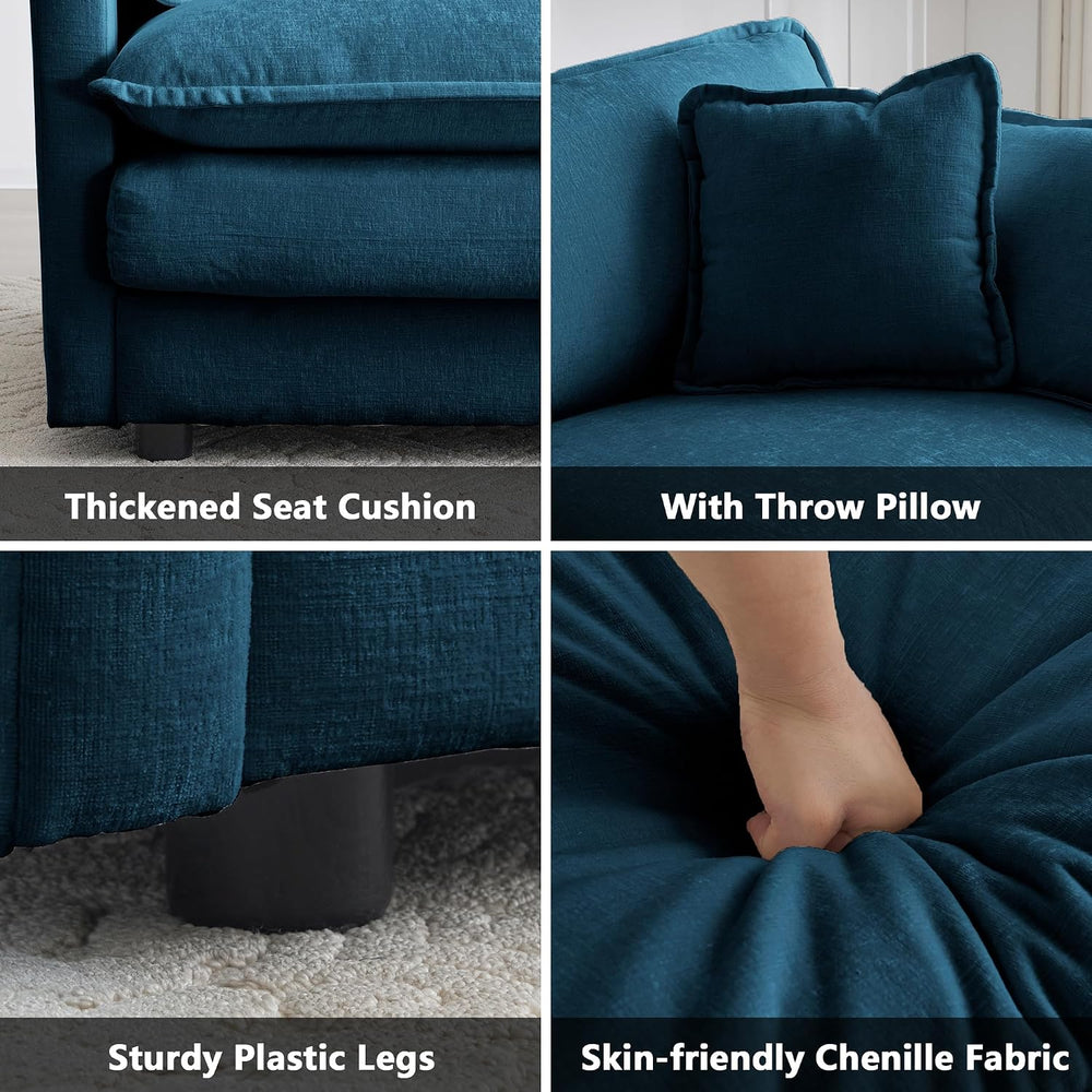 mikibama Luxury 2 Piece Sofa Set, 2 Pieces of Loveseat Sofa, Modern Chenille ...