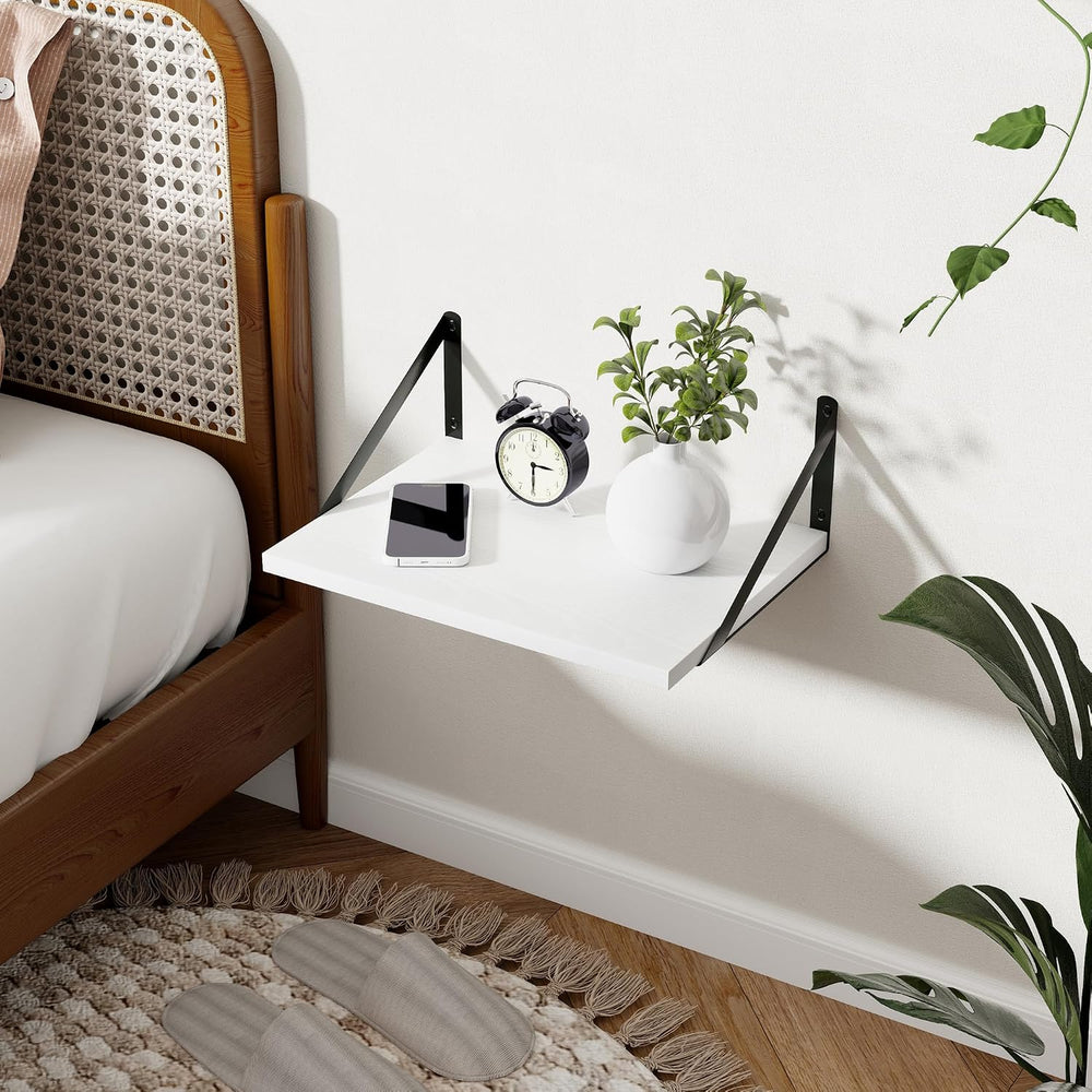 Axeman Deep Floating Shelves - 16 Inch Wide x 12 Inch Deep White Wall Shelves...