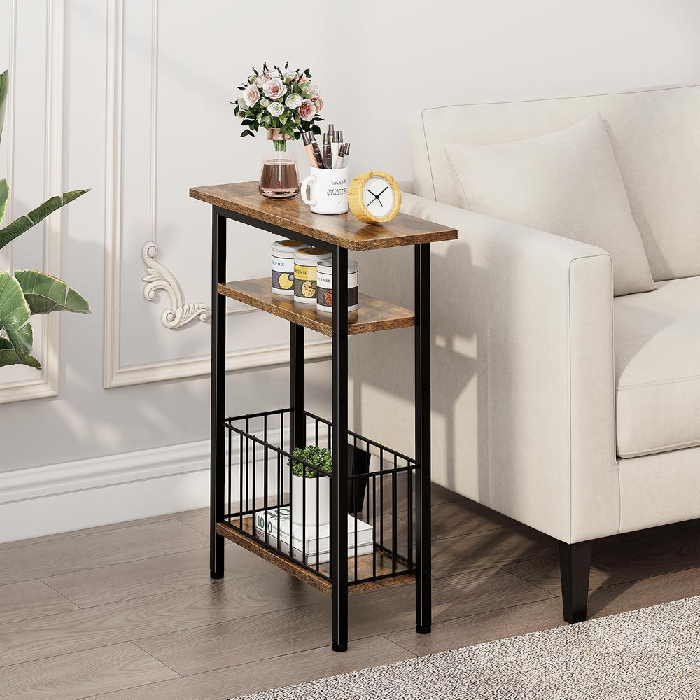 Vagusicc Narrow Side Table, 3-Tier Skinny End Table for Couch Sofa, Small Sid...