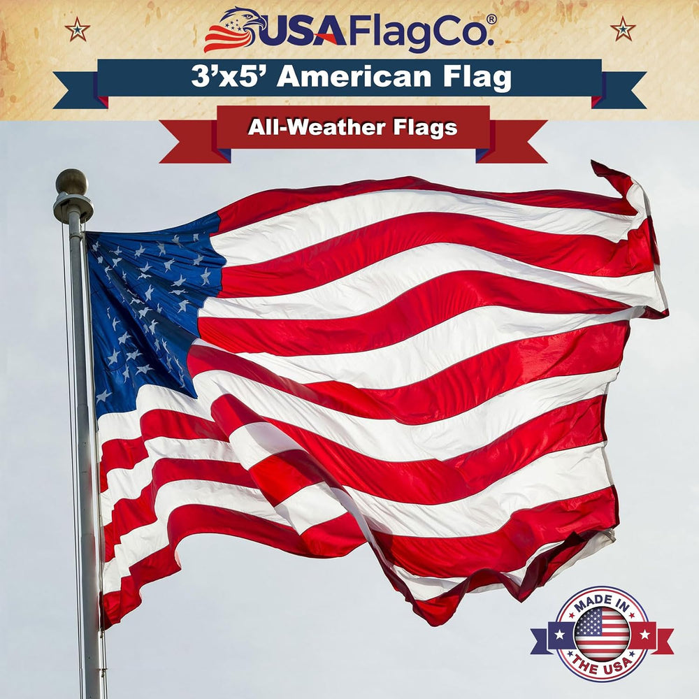 American Flags for Outside 3x5 - USA Flag Co. American Flag Made in USA: Embr...