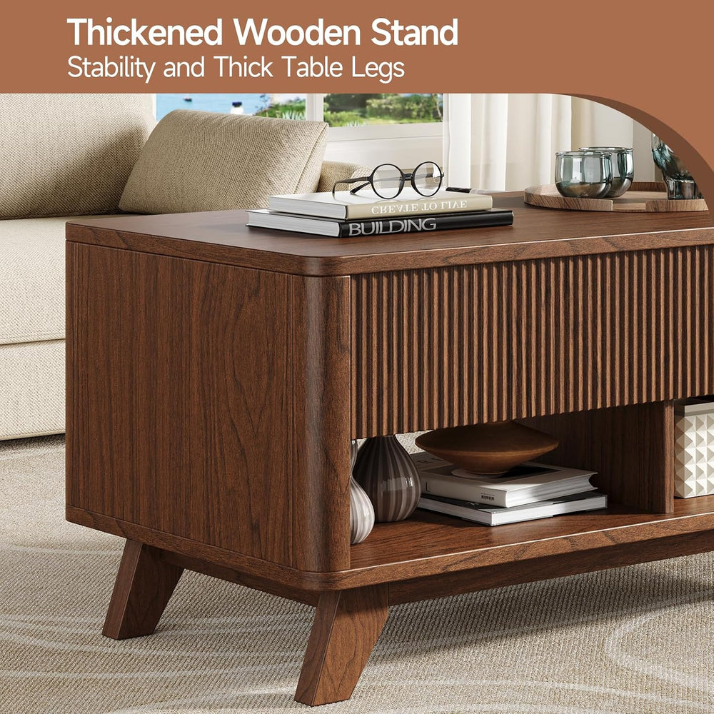 ONBRILL Farmhouse Lift Top Coffee Table, Mid-Century Modern Coffee Table