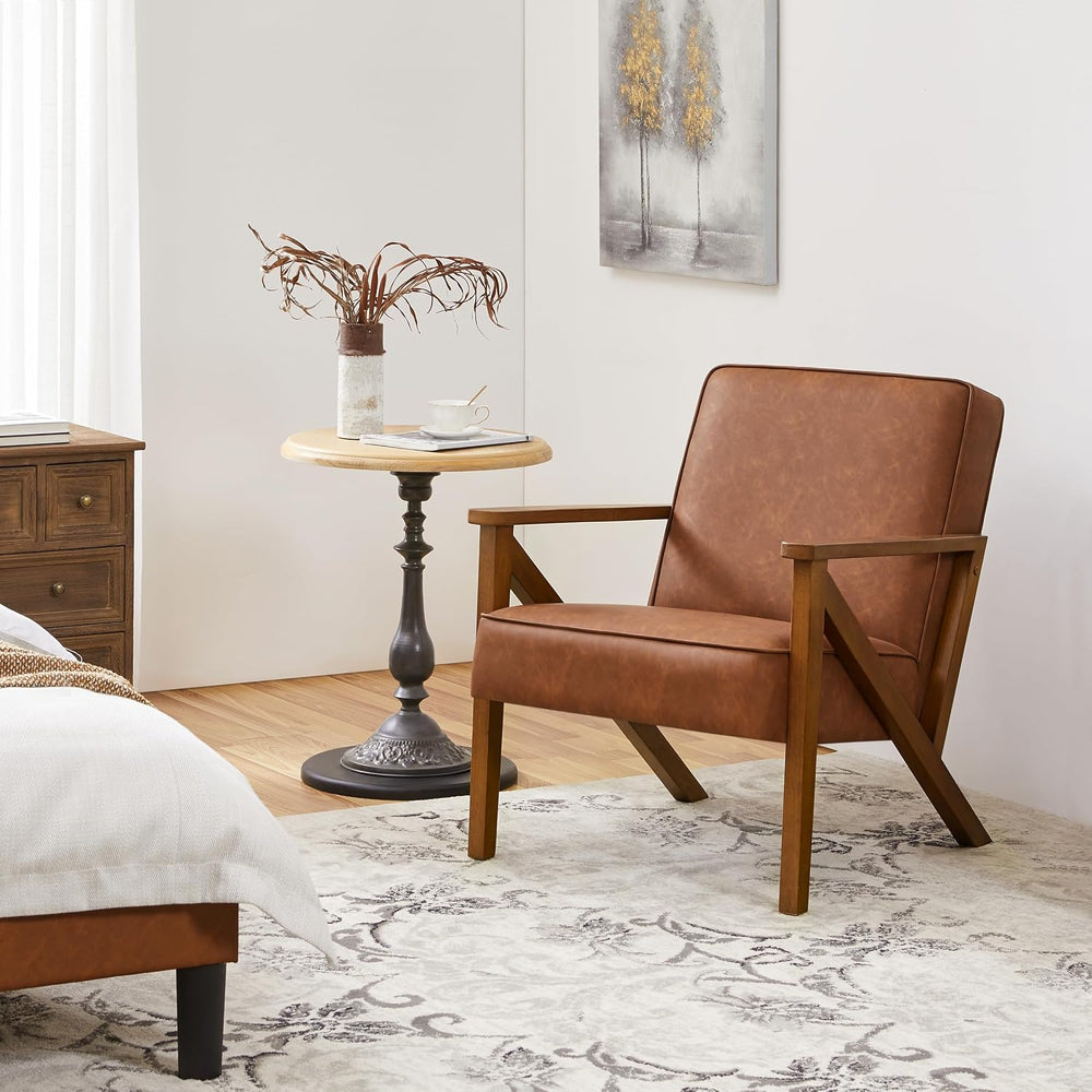 Yaheetech Mid-Century Accent Chairs Set of 2, Light Brown