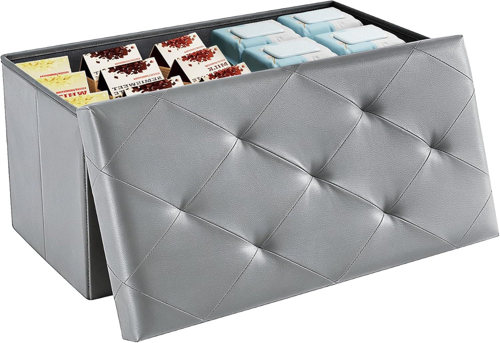DUMOS 30 Inch Foldable Storage Ottoman Bench, Large Ottoman with Storage