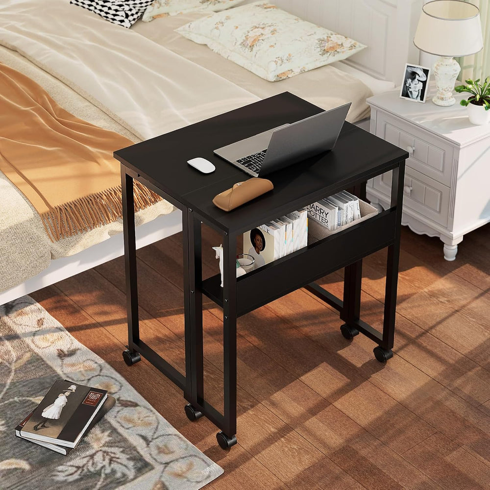 GreenForest Folding Desk with Wheels, 31.5" Rolling Table for Small Spaces