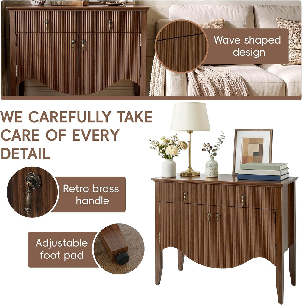 senlin 40" Fluted Console Table, Wooden Entryway Console Table with Stor...