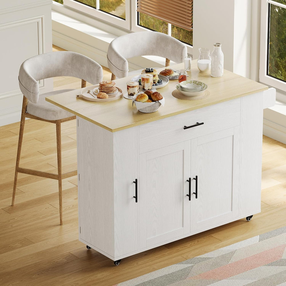 IRONCK Kitchen Island with Storage, 47.2in Rolling Island on Wheels, Kitchen ...