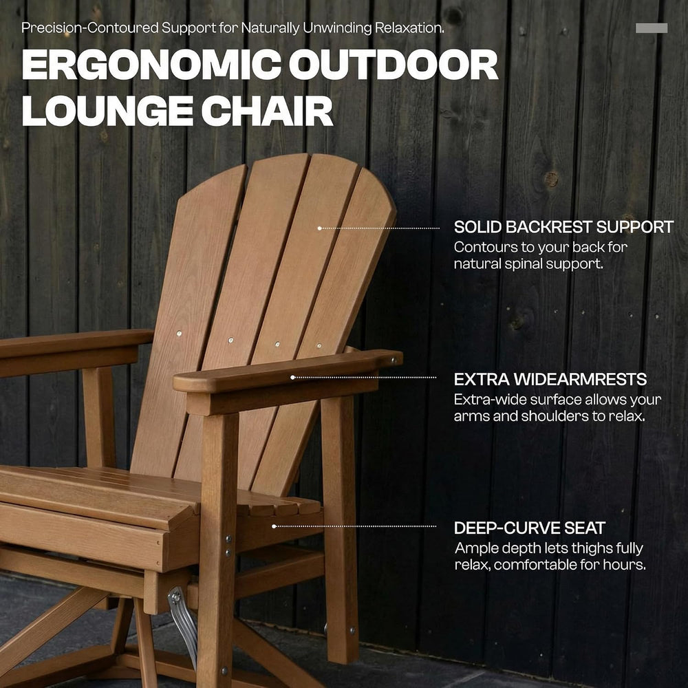 4-Piece Adirondack Swivel Glider Chair Set, Composite HDPE Outdoor Furniture ...