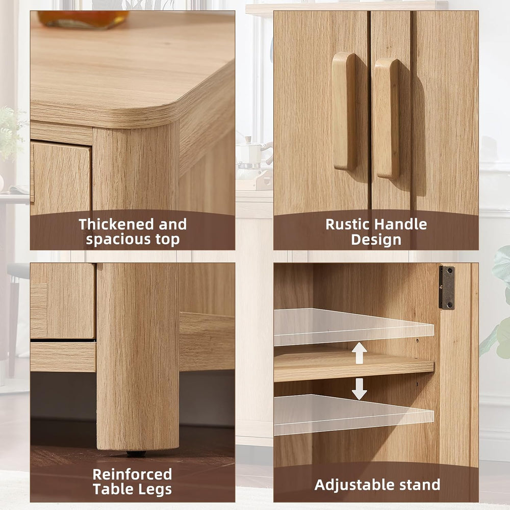 Joaxswe Sideboard Buffet Cabinet with Storage, 46" Arc-Shaped Credenza