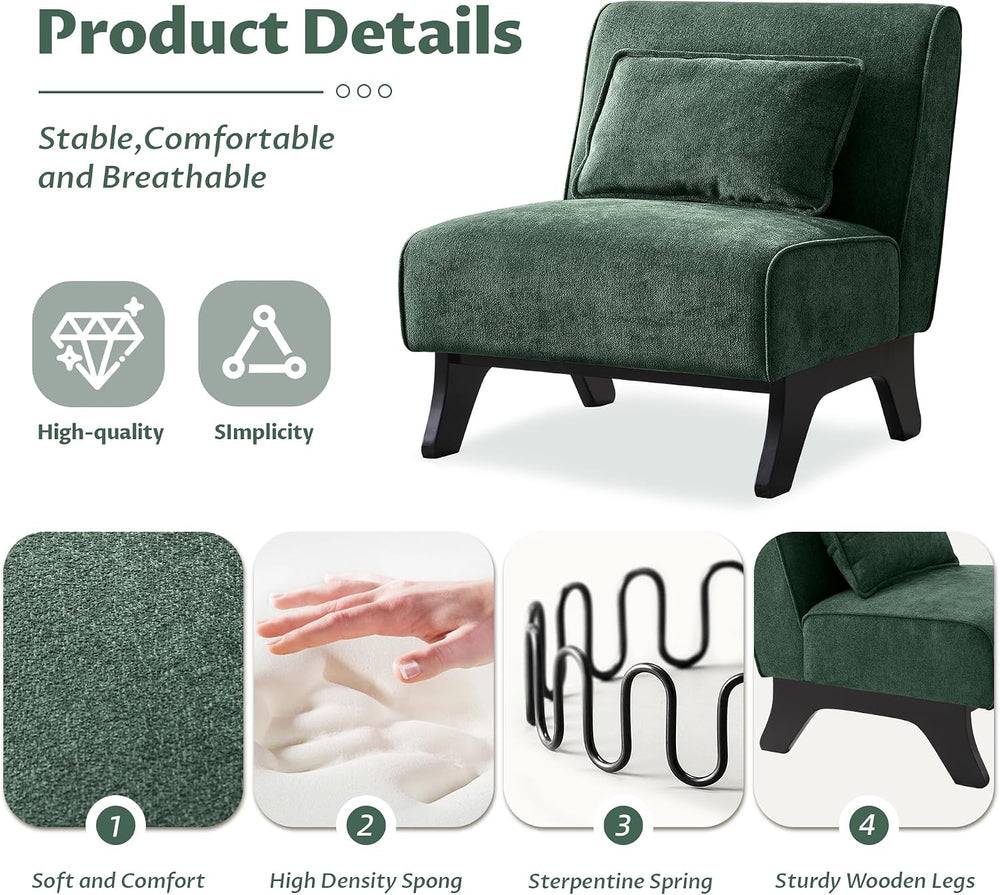 Armless Accent Chairs Set of 2 Upholstered Living Room Side Chairs