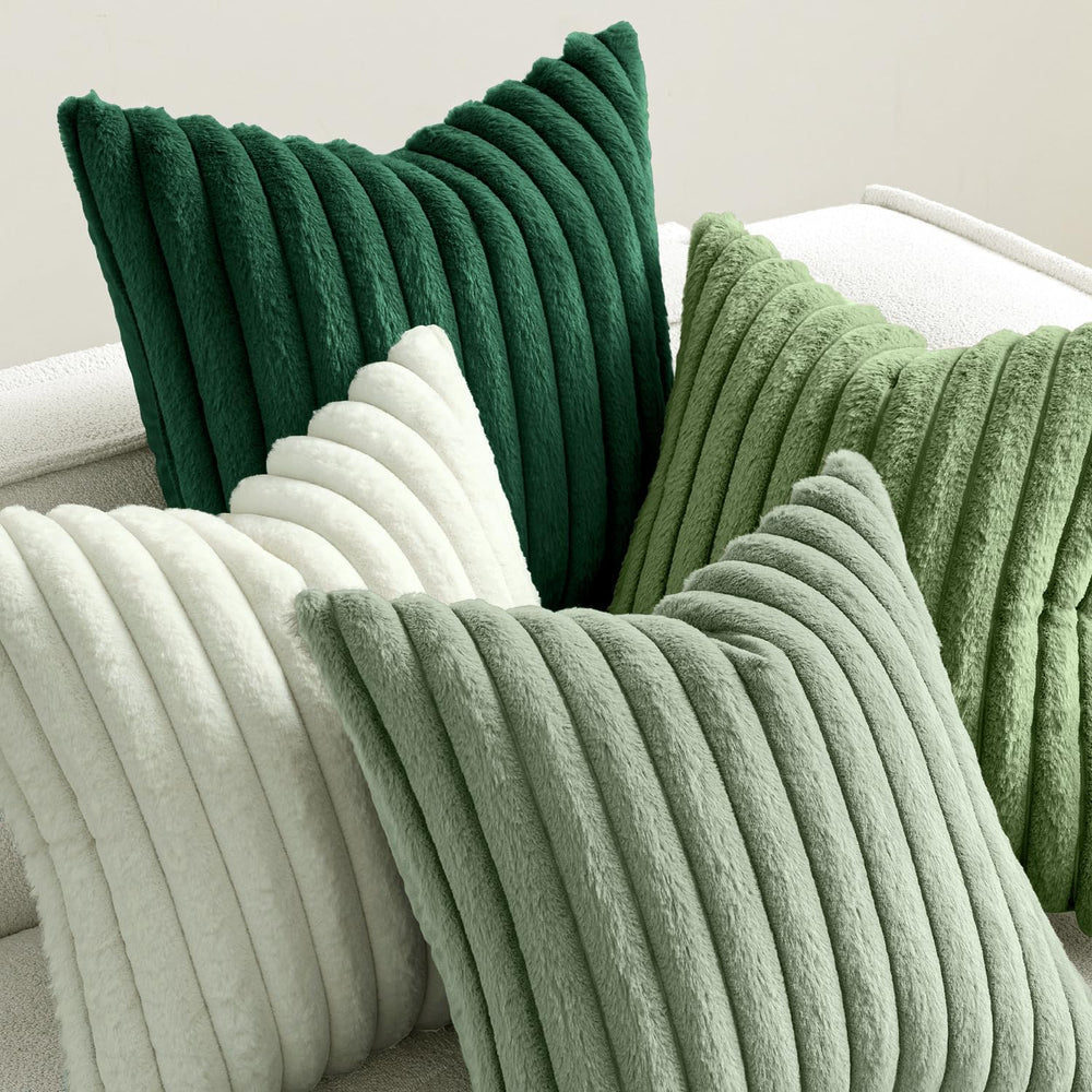 MIULEE Faux Fur Plush Decorative Throw Pillow Covers 20x20, Green