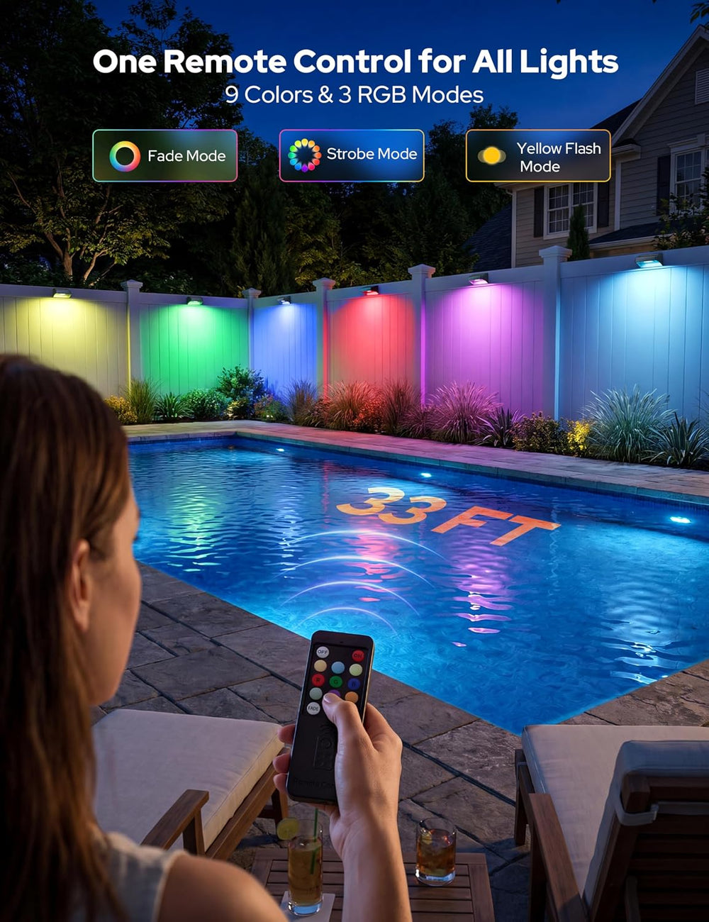VOLISUN Fence Lights Solar Powered with Remote 8 Pack, Warm White, Cool White...