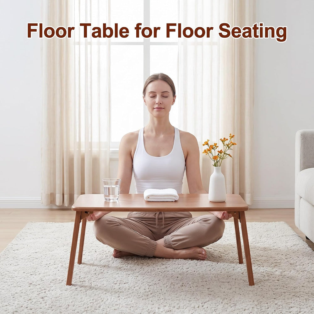 Folding Coffee Table, Japanese Bamboo Low Table for Living Room