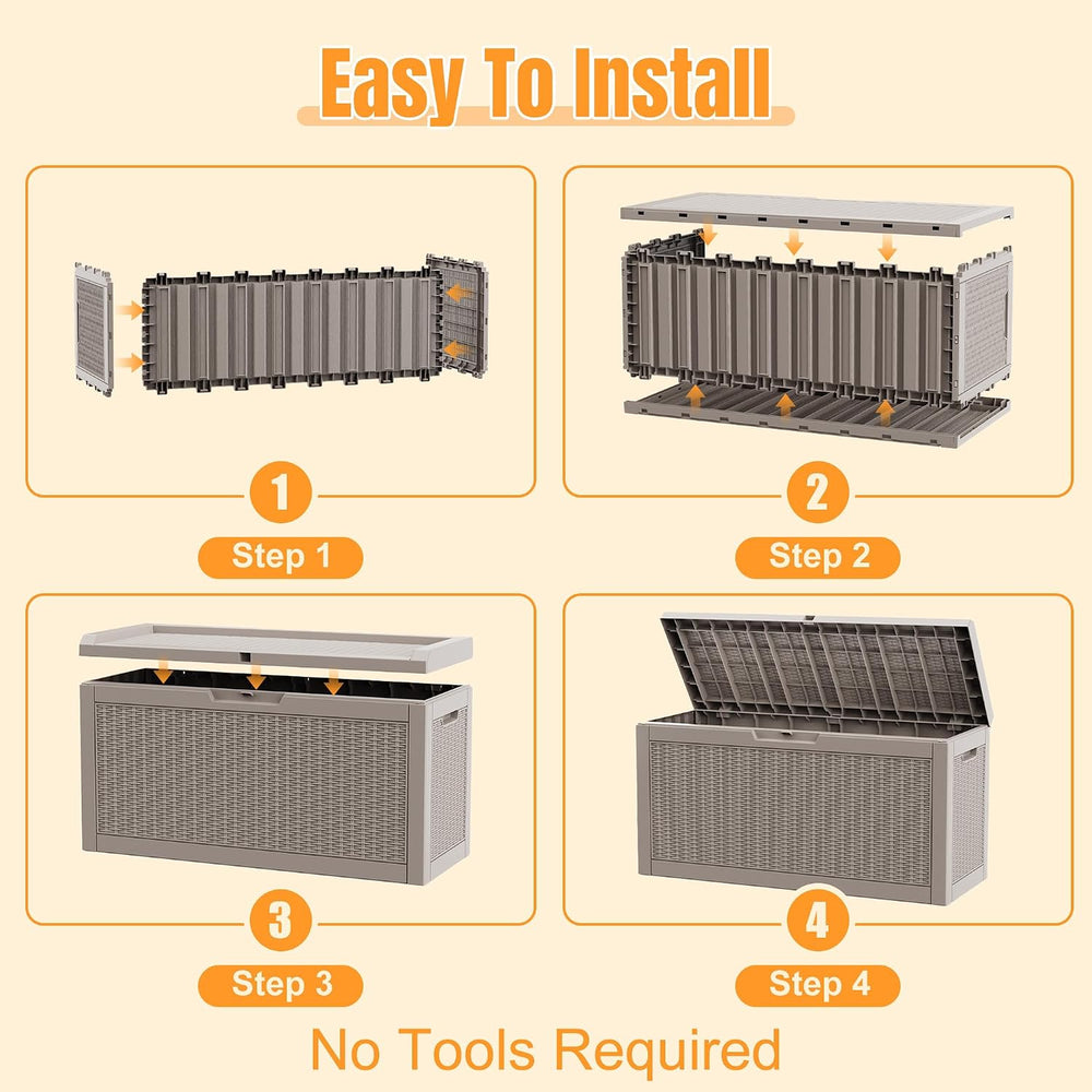 Outdoor Storage Box,100 Gallon Waterproof Resin Patio Deck Box