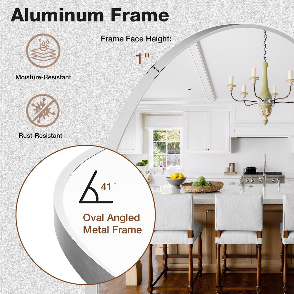 24"x36" Brushed Nickel Oval Bathroom Mirror for Over Sink, Vanity M...