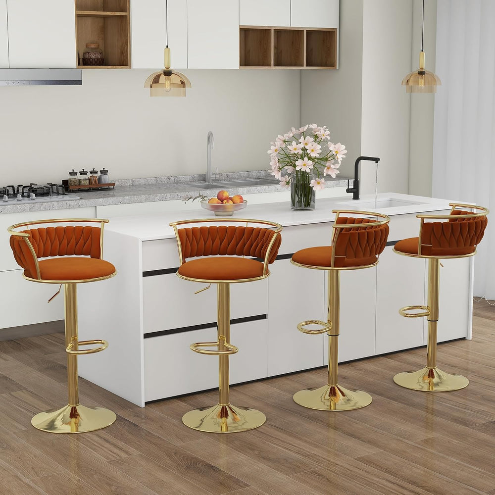 Velvet Swivel Bar Stools, Adjustable Counter Height Bar Chairs with Low Back ...