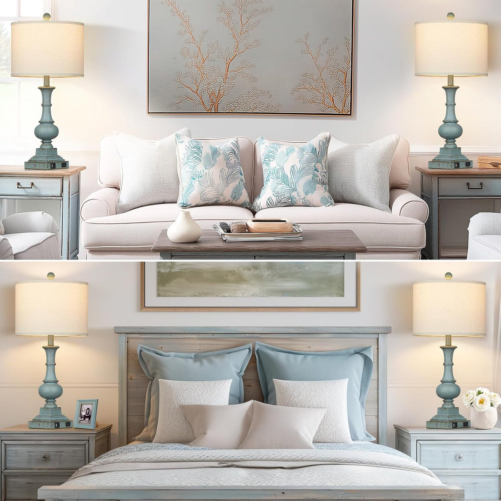 Farmhouse Table Lamps Set of 2, 26" Vintage Rustic Touch Control 3-Way D...