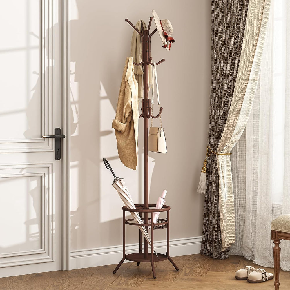 ELYKEN Coat Rack Freestanding, Metal Coat Rack with Umbrella Holder