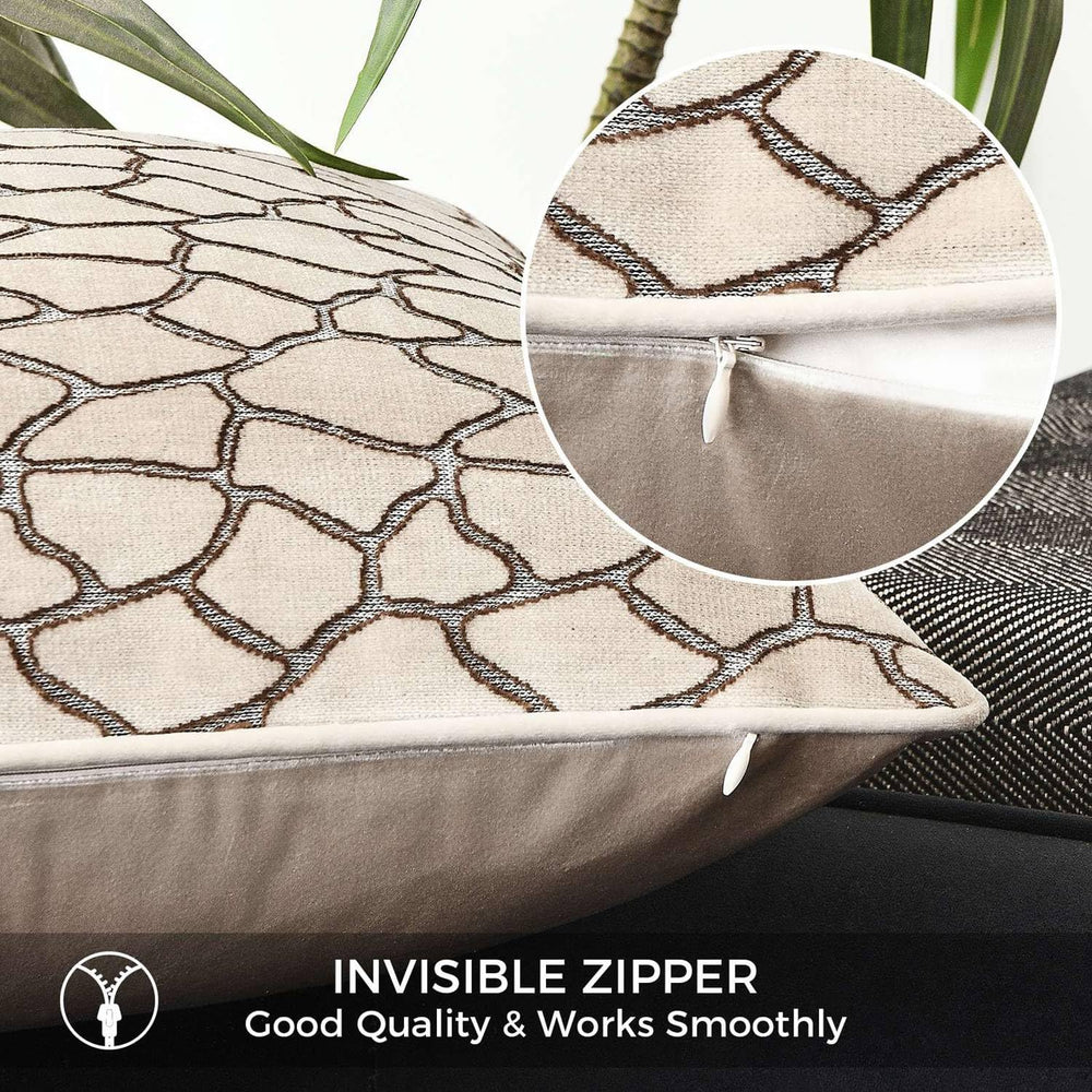 20x20 Cream Cut Velvet Pillow Covers with Raised Texture