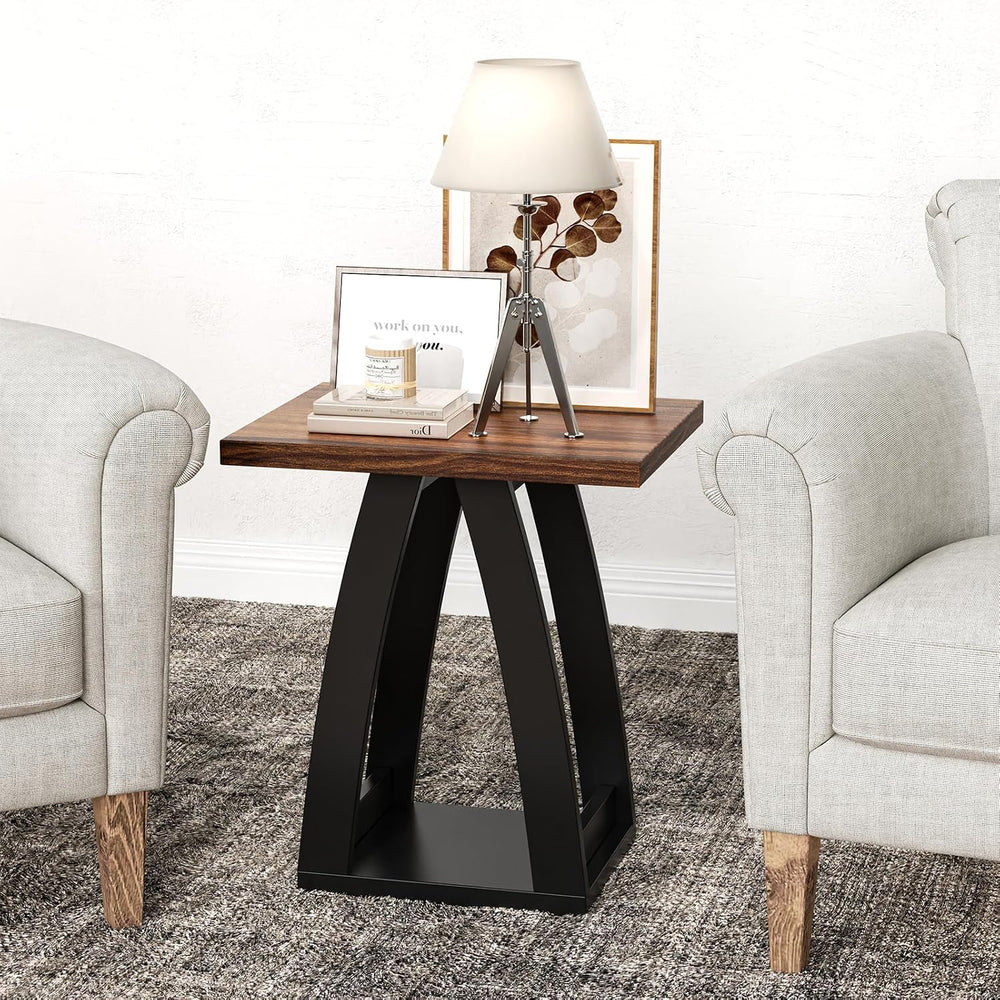 FROMJBEST End Table Set of 2, Side Table Living Room,Nightstand Black&Brown