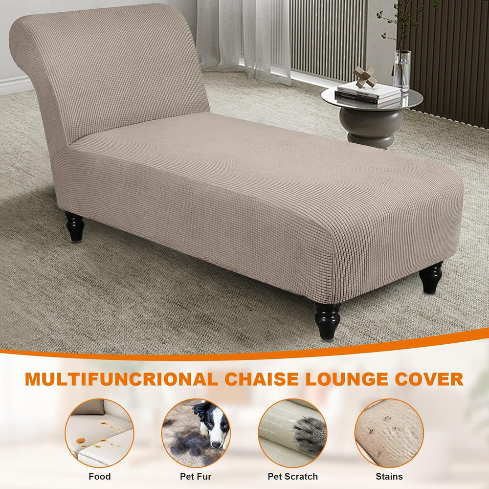Armless Lounge Chaise Slipcover, Stretch Chase Chair Covers for Living Room C...