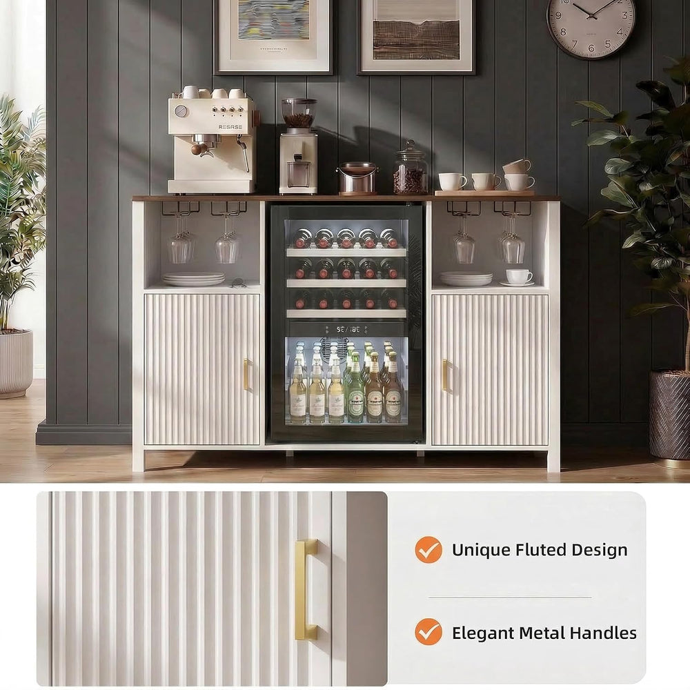EAG 53" Large Coffee Bar Cabinet with Fridge Space & Power Outlets, ...