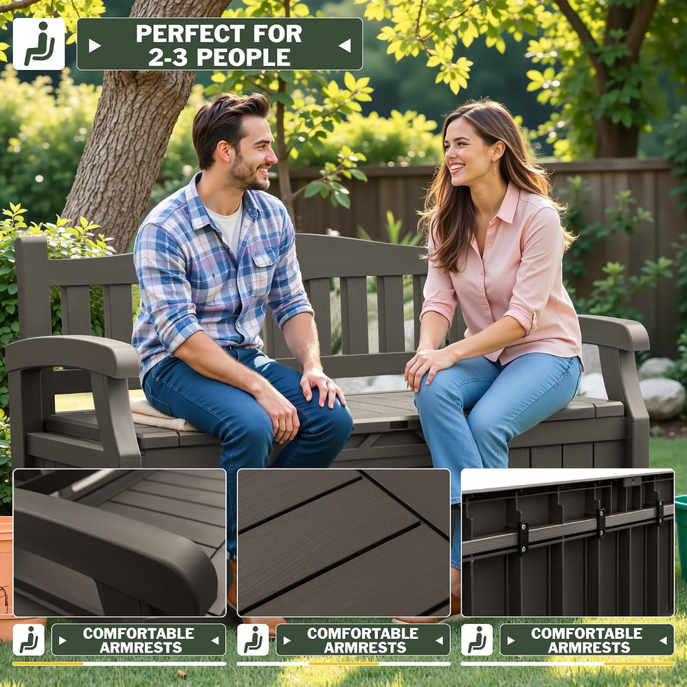 Flamaker 80 Gallon Storage Bench, Deck Box with Seat Waterproof All-Weather