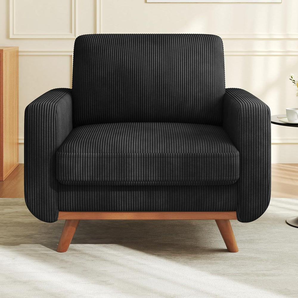 Vesgantti 38.5" Accent Chair Black, Comfy Corduroy Single Sofa Seat with...