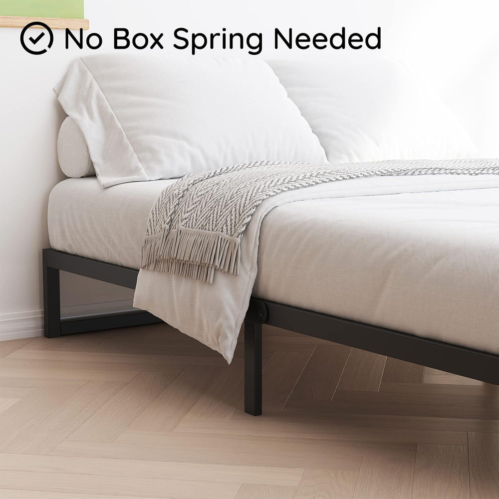 Richwanone 8 Inch Twin Bed Frames Heavy Duty Metal Platform Bed, Black