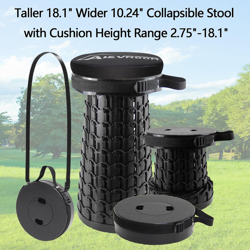 ALEVMOOM Telescoping Stool with Thick Cushion, H18.1 D10.24 Collapsible Retra...