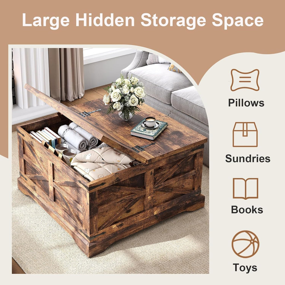 MXV Farmhouse Coffee Table with Storage, Square Coffee Tables for Living Room...