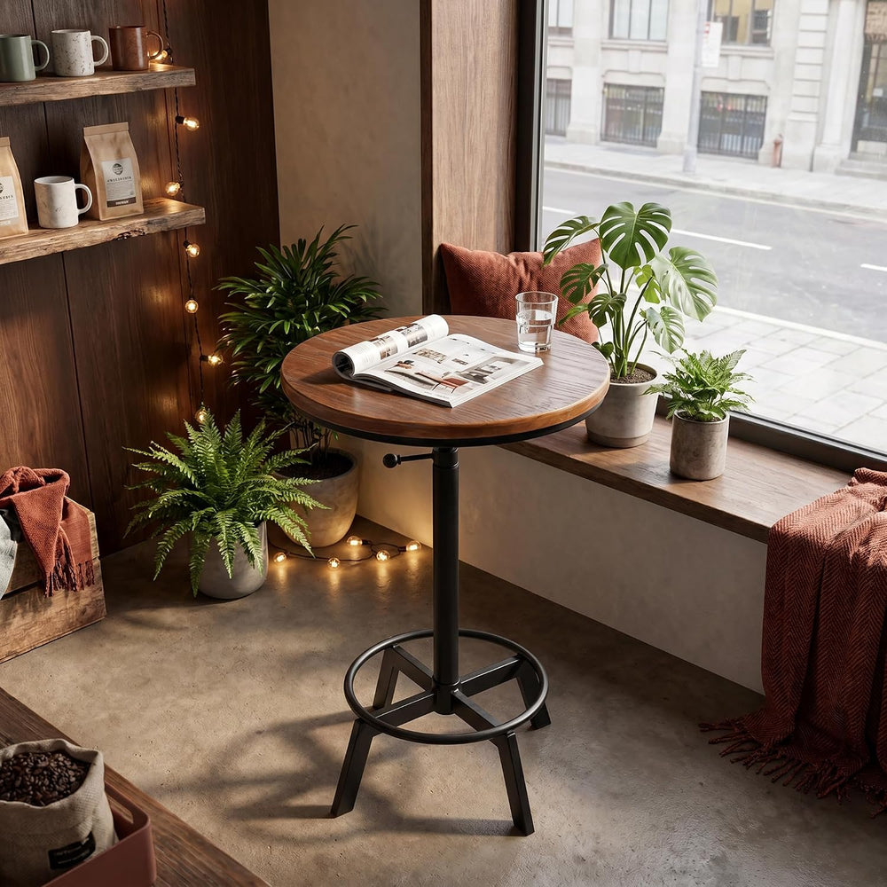 Vintage Bar Table 30-35.4inch Height Adjustable Industrial Bistro Table Retro...