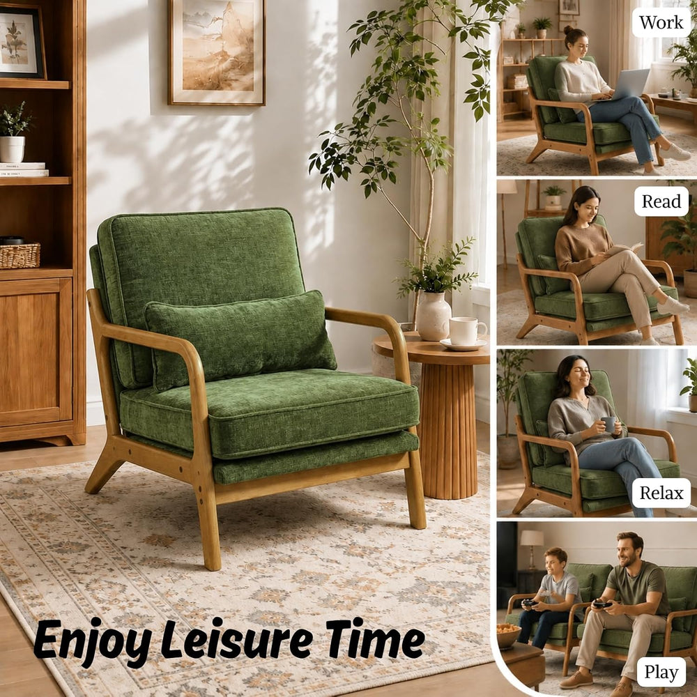 Karl home Mid-Century Modern Accent Reading Chair, Olive Green