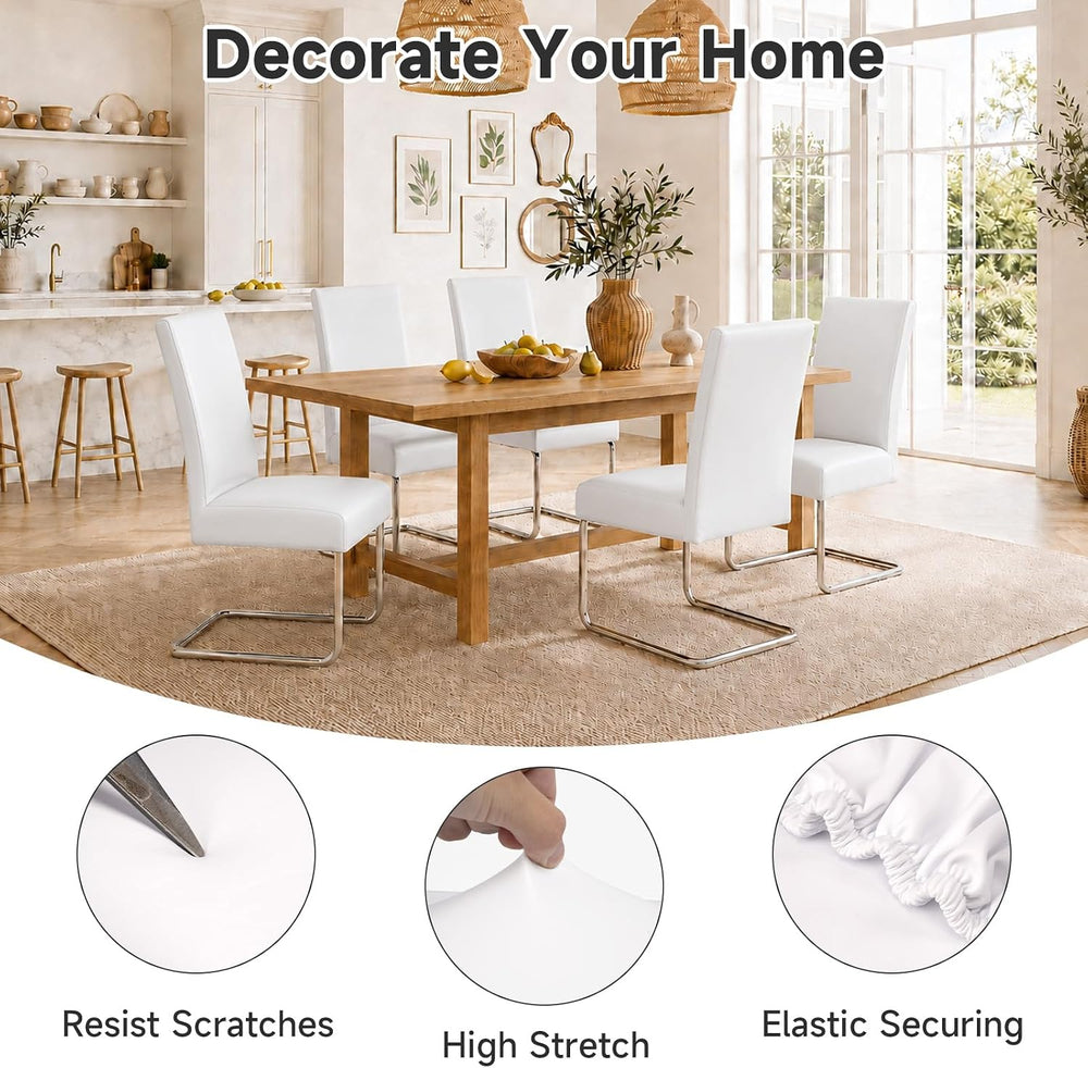 Leather Chair Covers for Dining Chairs Set of 4 Waterproof, White