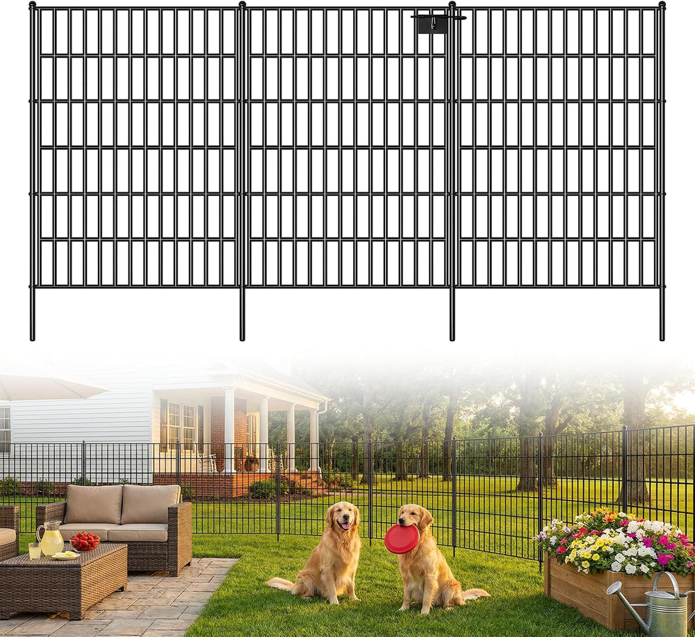 Toolterritary 10 Panels No Dig Decorative Garden Fence with Gate, 40in(H) x 2...