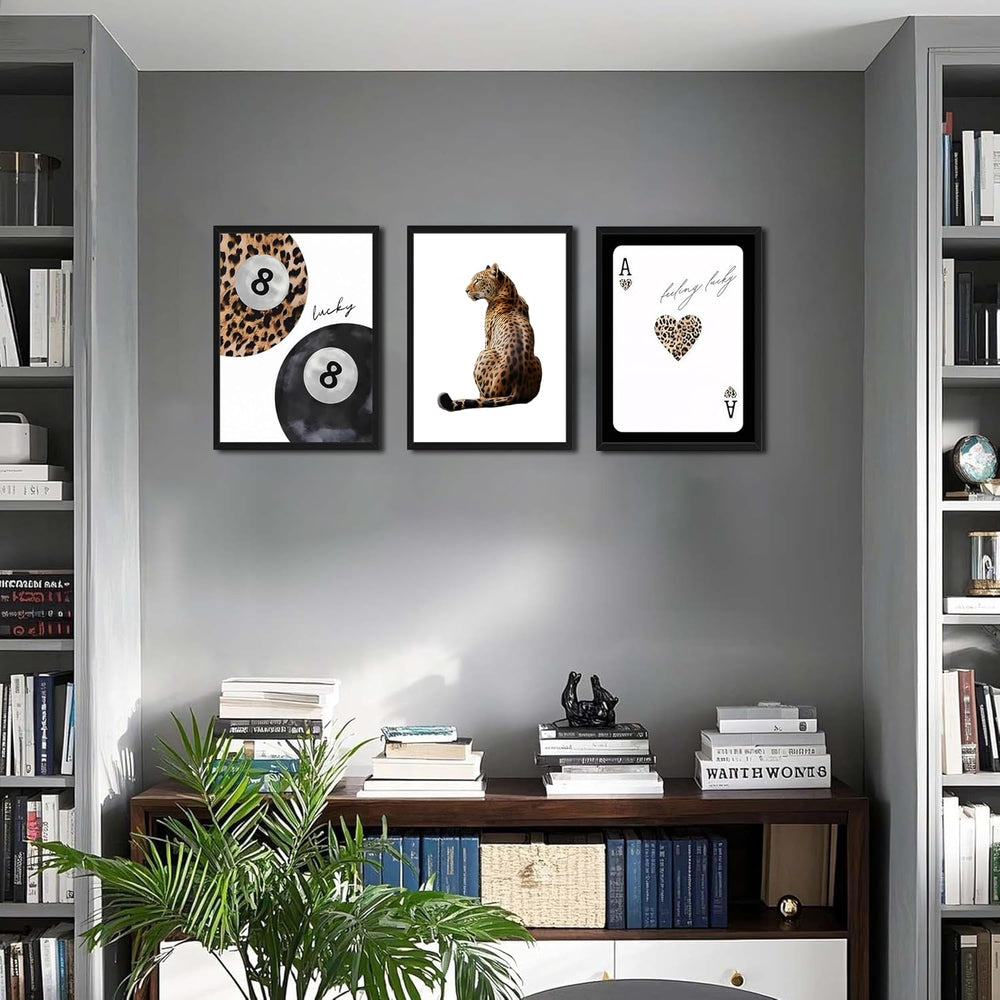 Framed Trendy Leopard Wall Art Set of 3, Funky Preppy Cheetah Wall Decor Pain...